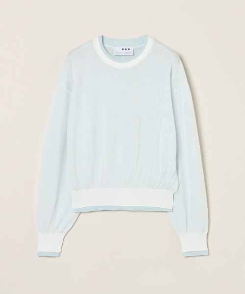 three dots(スリードッツ)の「Double layer pullover(ニット/セーター・レディース・グレー/ライトブルー/イエロー・SMALL)」の2枚目の写真