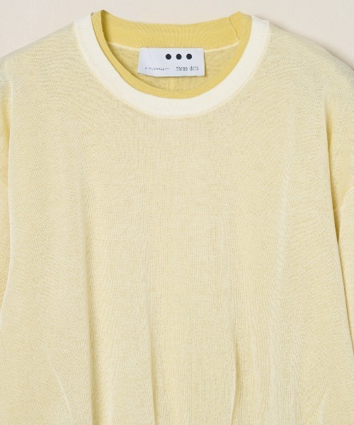three dots(スリードッツ)の「Double layer pullover(ニット/セーター・レディース・グレー/ライトブルー/イエロー・SMALL)」の6枚目の写真