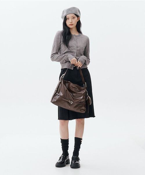 MUSINSA STANDARD WOMAN（ムシンサスタンダードウーマン）の「ウィメンズエッセンシャルラウンドネックカーディガン[ミディアムグレー]（カーディガン/ボレロ・レディース・その他・SMALL/X-SMALL/MEDIUM/LARGE）」の2枚目の写真