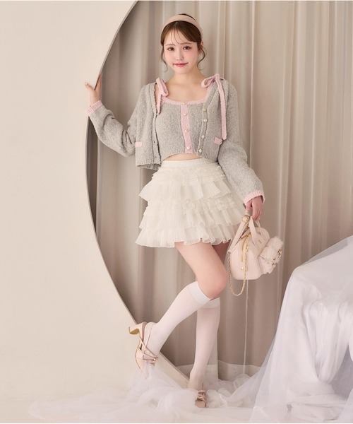 one after another NICE CLAUP（ワンアフターアナザーナイスクラップ）の「セット対応/配色ニットカーディガン（カーディガン/ボレロ・レディース・ネイビー×ホワイト/ブルー系その他/グレー×ピンク/ピンク系その他/アイボリー・FREE）」の7枚目の写真