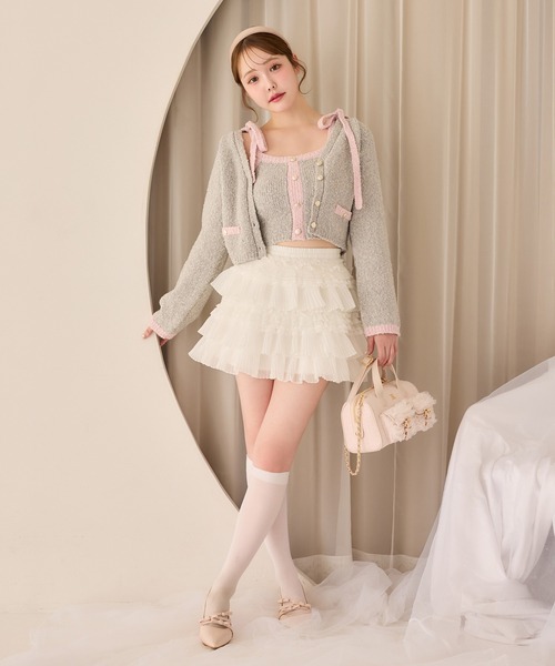 one after another NICE CLAUP（ワンアフターアナザーナイスクラップ）の「セット対応/配色ニットカーディガン（カーディガン/ボレロ・レディース・ネイビー×ホワイト/ブルー系その他/グレー×ピンク/ピンク系その他/アイボリー・FREE）」の8枚目の写真