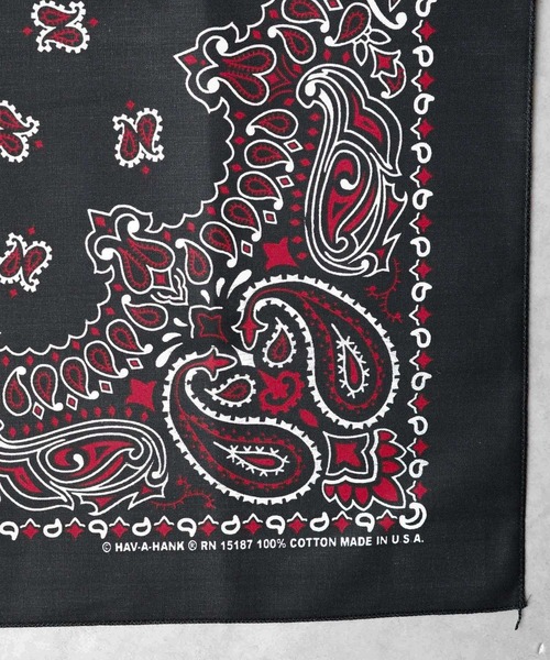 HAV-A-HANK（ハバハンク ）の「【RES】【HAV-A-HANK】PAISLEY　BANDANNA（バンダナ/スカーフ・メンズ・ブラック/カーキ/シルバー/ネイビー系/バーガンディー/グリーン/パープル/ネイビー/ブラック×レッド・FREE）」の20枚目の写真