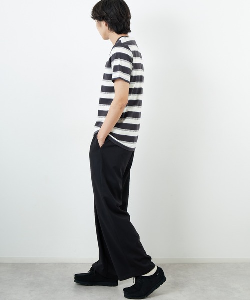 FRED PERRY（フレッドペリー）の「[FRED PERRY/フレッドペリー] ファインストライプ ワンポイントロゴ刺繍Tシャツ（Tシャツ/カットソー・レディース・グリーン/ライトグレー・L/M/S）」の22枚目の写真