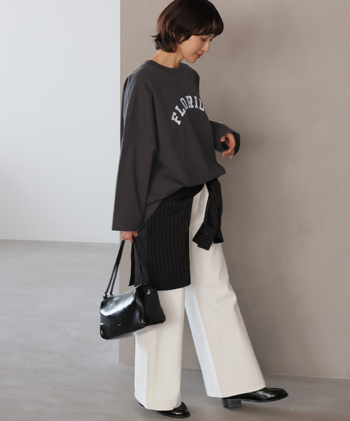 Champion(チャンピオン)の「別注【Champion/チャンピオン】16s/1 Jersey L/S Bleach Wash:カットソー(Tシャツ/カットソー・レディース・ブラック系その他/ベージュ/ライトグレー・FREE)」の6枚目の写真