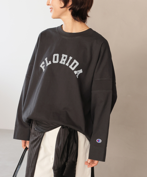 Champion(チャンピオン)の「別注【Champion/チャンピオン】16s/1 Jersey L/S Bleach Wash:カットソー(Tシャツ/カットソー・レディース・ブラック系その他/ベージュ/ライトグレー・FREE)」の8枚目の写真