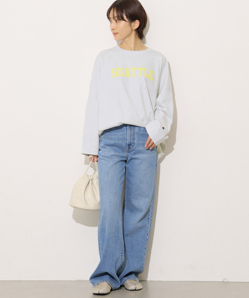 Champion(チャンピオン)の「別注【Champion/チャンピオン】16s/1 Jersey L/S Bleach Wash:カットソー(Tシャツ/カットソー・レディース・ブラック系その他/ベージュ/ライトグレー・FREE)」の12枚目の写真