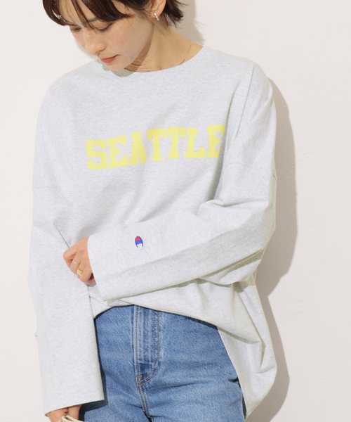 Champion(チャンピオン)の「別注【Champion/チャンピオン】16s/1 Jersey L/S Bleach Wash:カットソー(Tシャツ/カットソー・レディース・ブラック系その他/ベージュ/ライトグレー・FREE)」の17枚目の写真