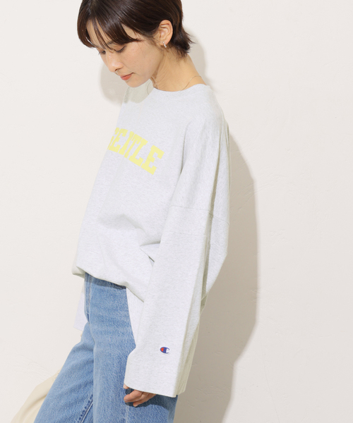 Champion(チャンピオン)の「別注【Champion/チャンピオン】16s/1 Jersey L/S Bleach Wash:カットソー(Tシャツ/カットソー・レディース・ブラック系その他/ベージュ/ライトグレー・FREE)」の18枚目の写真