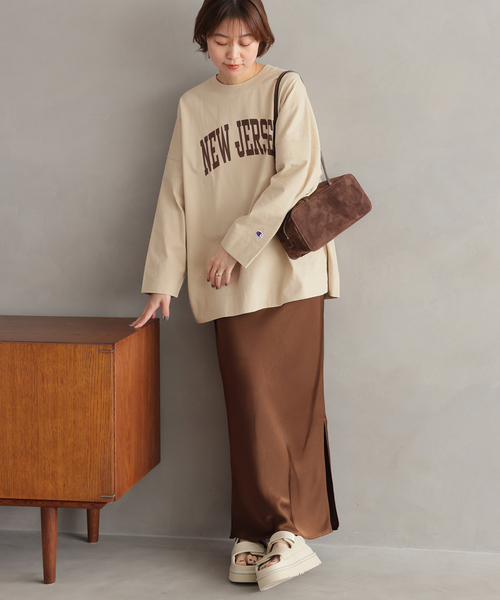 Champion(チャンピオン)の「別注【Champion/チャンピオン】16s/1 Jersey L/S Bleach Wash:カットソー(Tシャツ/カットソー・レディース・ブラック系その他/ベージュ/ライトグレー・FREE)」の20枚目の写真