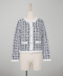 Prima Scherrer（プリマシェレル）の「テープヤーン ツイード風 ニット ジャケット Prima Scherrer（カーディガン/ボレロ）」