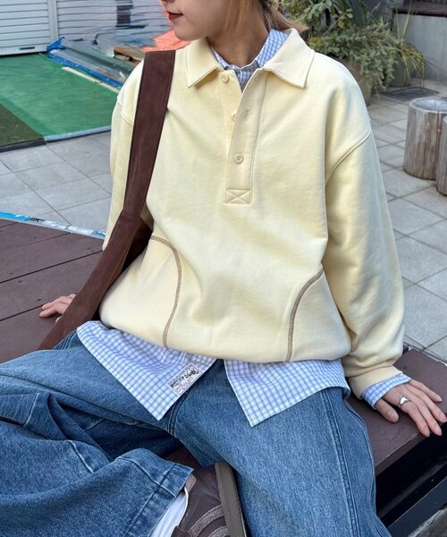 CIAOPANIC TYPY（チャオパニックティピー）の「【UNISEX】裏毛ポロスウェット（ポロシャツ・レディース・ブラック/グレー/イエロー・MEDIUM/LARGE）」の4枚目の写真