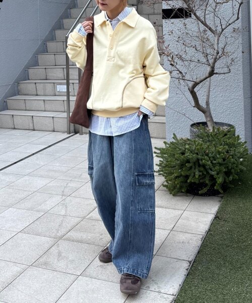 CIAOPANIC TYPY（チャオパニックティピー）の「【UNISEX】裏毛ポロスウェット（ポロシャツ・レディース・ブラック/グレー/イエロー・MEDIUM/LARGE）」の9枚目の写真