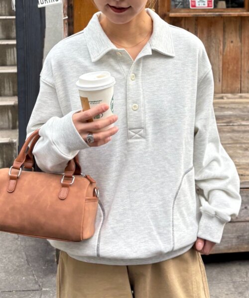 CIAOPANIC TYPY（チャオパニックティピー）の「【UNISEX】裏毛ポロスウェット（ポロシャツ・レディース・ブラック/グレー/イエロー・MEDIUM/LARGE）」の16枚目の写真