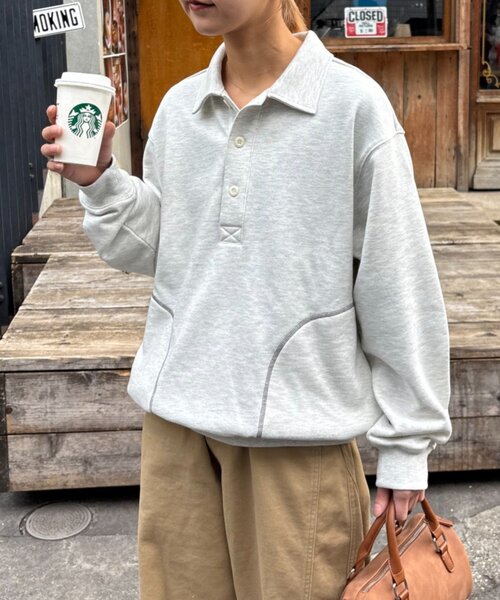 CIAOPANIC TYPY（チャオパニックティピー）の「【UNISEX】裏毛ポロスウェット（ポロシャツ・レディース・ブラック/グレー/イエロー・MEDIUM/LARGE）」の17枚目の写真