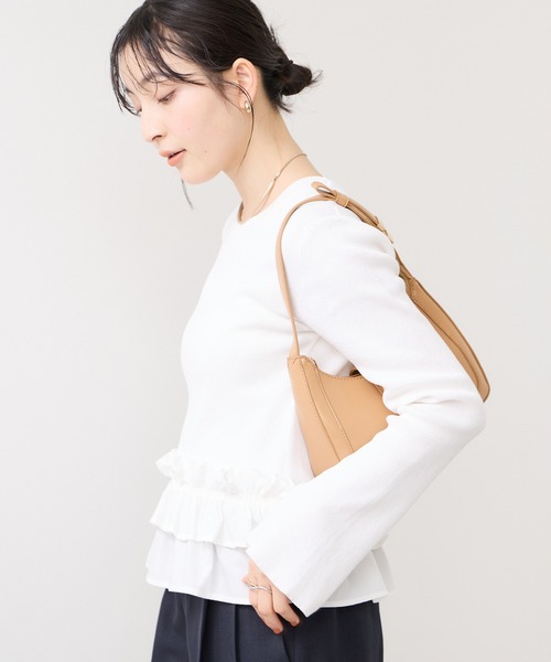 VIS（ビス）の「裾フリルティアードドッキングニット（ニット/セーター・レディース・ベージュ/チャコールグレー/オフホワイト・FREE）」の9枚目の写真