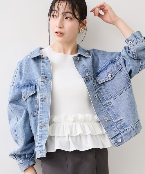 VIS（ビス）の「裾フリルティアードドッキングニット（ニット/セーター・レディース・ベージュ/チャコールグレー/オフホワイト・FREE）」の12枚目の写真