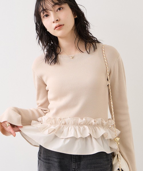 VIS（ビス）の「裾フリルティアードドッキングニット（ニット/セーター・レディース・ベージュ/チャコールグレー/オフホワイト・FREE）」の18枚目の写真