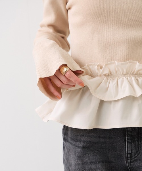 VIS（ビス）の「裾フリルティアードドッキングニット（ニット/セーター・レディース・ベージュ/チャコールグレー/オフホワイト・FREE）」の20枚目の写真