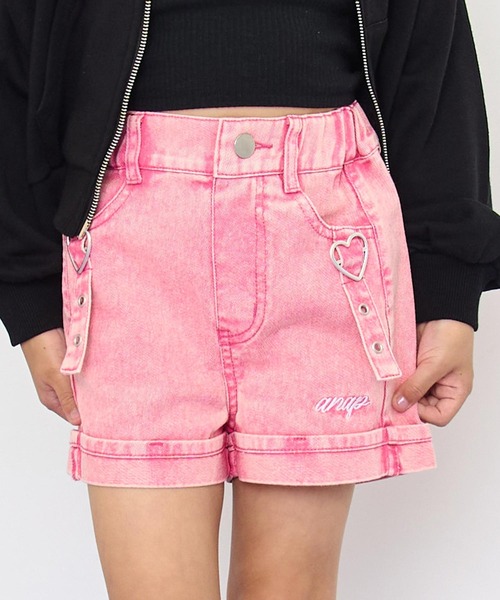 ANAP kids(アナップキッズ)の「ハートバックルデニムショートパンツ(その他パンツ・キッズ・ピンク/ブルー/ブラック・120/130/110)」の3枚目の写真