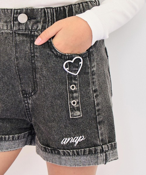 ANAP kids(アナップキッズ)の「ハートバックルデニムショートパンツ(その他パンツ・キッズ・ブラック/ブルー/ピンク・130/120/110)」の8枚目の写真