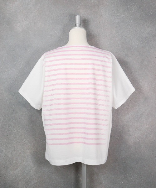 STUDIO PICONE(スタジオピッコーネ)の「ラメボーダー冷感プルオーバー(Tシャツ/カットソー・レディース・ホワイト×ピンク/ホワイト×グレー・M/L/LL)」の16枚目の写真