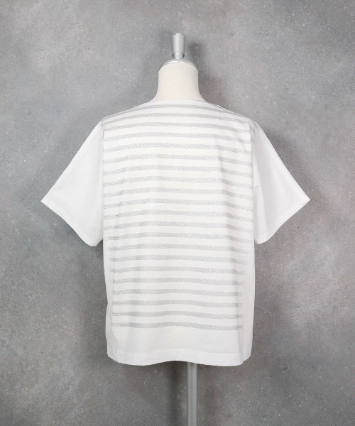 STUDIO PICONE(スタジオピッコーネ)の「ラメボーダー冷感プルオーバー(Tシャツ/カットソー・レディース・ホワイト×ピンク/ホワイト×グレー・M/L/LL)」の18枚目の写真