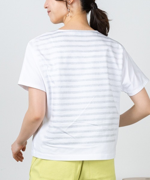STUDIO PICONE(スタジオピッコーネ)の「ラメボーダー冷感プルオーバー(Tシャツ/カットソー・レディース・ホワイト×ピンク/ホワイト×グレー・M/L/LL)」の21枚目の写真