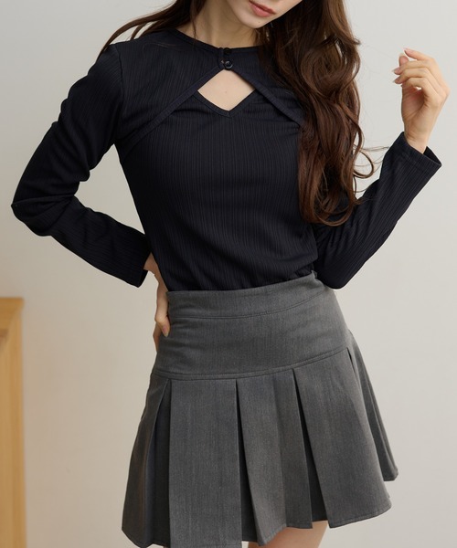 DAYRA(デイラ)の「フロント オープン ボタン プリーツ トップス(Tシャツ/カットソー・レディース・チャコールグレー・S/FREE)」の13枚目の写真