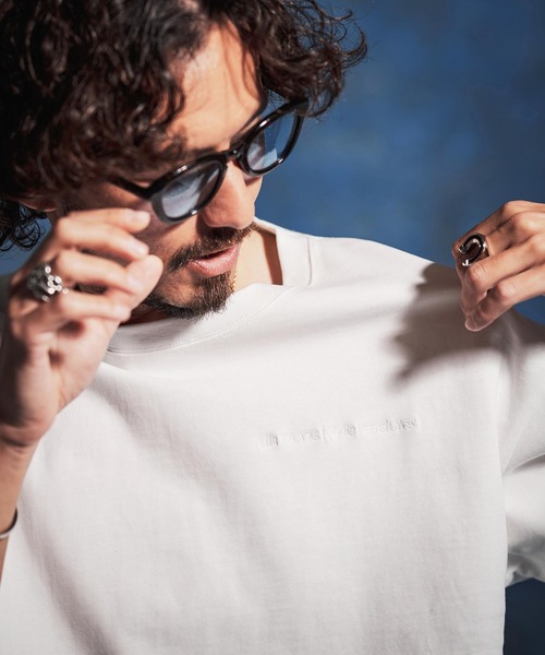 Jih Nunc(ジーヌンク)の「mt10233-ロゴ刺繍ルーズシルエットTシャツ(JIH-R1185)(Tシャツ/カットソー・メンズ・チャコール/ホワイト/ブラック・L/M/S)」の4枚目の写真