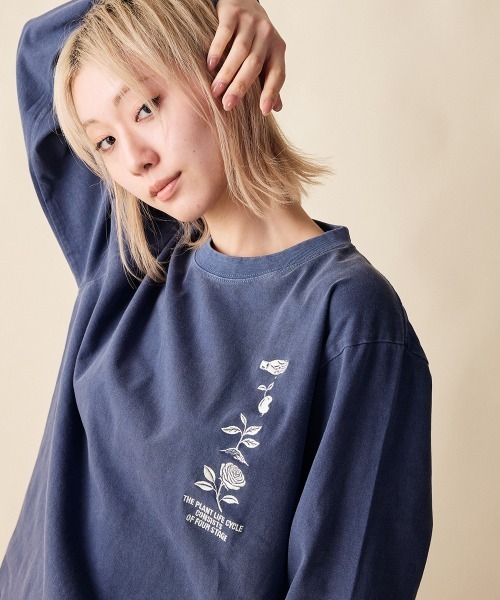rehacer(レアセル)の「rehacer : Flower Cycle Vintage L/ST-Shirt / フラワーサイクルヴィンテージ ロングスリーブ T shirt(Tシャツ/カットソー・レディース・スミクロ/ネイビー/ホワイト・MEDIUM/SMALL)」の21枚目の写真