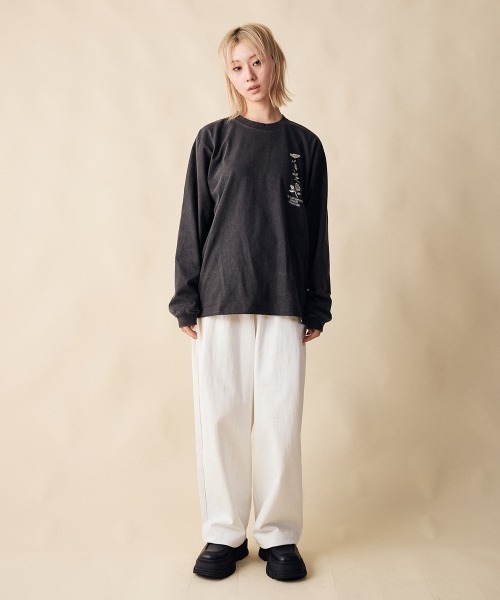 rehacer(レアセル)の「rehacer : Flower Cycle Vintage L/ST-Shirt / フラワーサイクルヴィンテージ ロングスリーブ T shirt(Tシャツ/カットソー・レディース・スミクロ/ネイビー/ホワイト・MEDIUM/SMALL)」の10枚目の写真