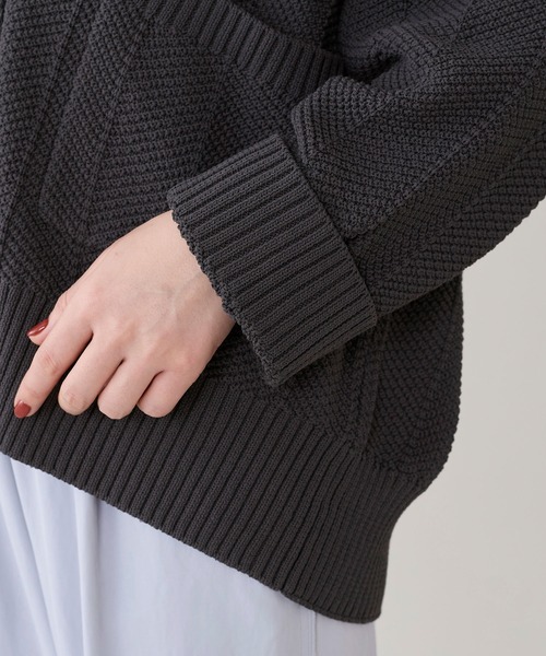 marmors（マルモア）の「【marmors】ヘリンボーンニットカーディガン（カーディガン/ボレロ・レディース・チャコールグレー/ベージュ・36）」の4枚目の写真