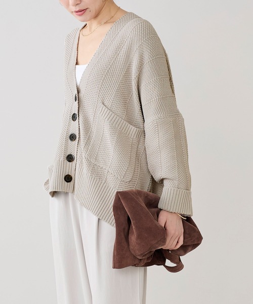 marmors（マルモア）の「【marmors】ヘリンボーンニットカーディガン（カーディガン/ボレロ・レディース・チャコールグレー/ベージュ・36）」の7枚目の写真