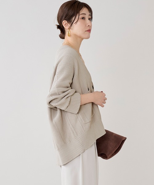 marmors（マルモア）の「【marmors】ヘリンボーンニットカーディガン（カーディガン/ボレロ・レディース・チャコールグレー/ベージュ・36）」の10枚目の写真