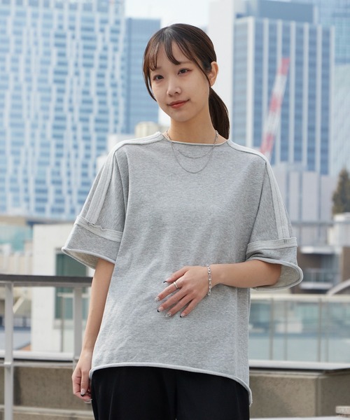 Garance et VioLette（ギャランスエトヴィオレット）の「Garance et VioLette/ギャランスエトヴィオレット カットオフスウェットTEE ハーフスリーブスウェット 秋 秋服 2026年秋冬（Tシャツ/カットソー・レディース・ベージュ/グレー/チャコール・FREE）」の5枚目の写真