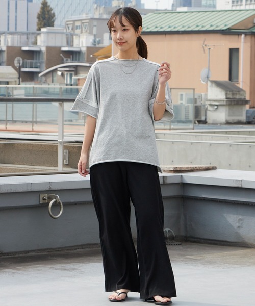 Garance et VioLette（ギャランスエトヴィオレット）の「Garance et VioLette/ギャランスエトヴィオレット カットオフスウェットTEE ハーフスリーブスウェット 秋 秋服 2026年秋冬（Tシャツ/カットソー・レディース・ベージュ/グレー/チャコール・FREE）」の8枚目の写真