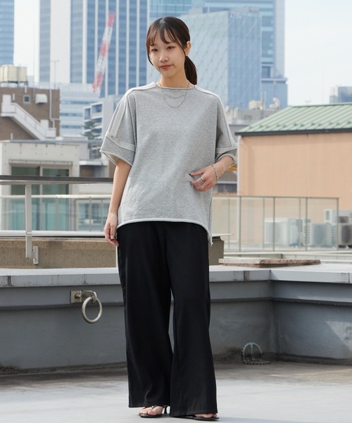Garance et VioLette（ギャランスエトヴィオレット）の「Garance et VioLette/ギャランスエトヴィオレット カットオフスウェットTEE ハーフスリーブスウェット 秋 秋服 2026年秋冬（Tシャツ/カットソー・レディース・ベージュ/グレー/チャコール・FREE）」の9枚目の写真