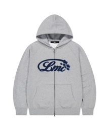 STAR APPLIQUE LOGO ZIP-UP HOODIE heather gray