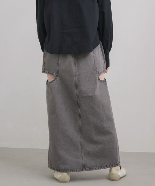 RETRO GIRL(レトロガール)の「スリットデザインデニムSK(デニムスカート・レディース・ブラック/ブルー・MEDIUM/LARGE)」の10枚目の写真