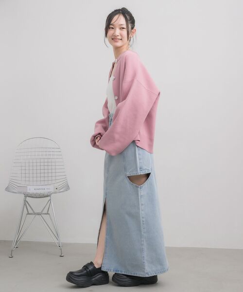 RETRO GIRL(レトロガール)の「スリットデザインデニムSK(デニムスカート・レディース・ブラック/ブルー・MEDIUM/LARGE)」の15枚目の写真