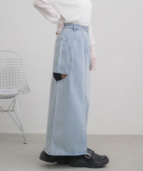 RETRO GIRL(レトロガール)の「スリットデザインデニムSK(デニムスカート・レディース・ブラック/ブルー・MEDIUM/LARGE)」の17枚目の写真