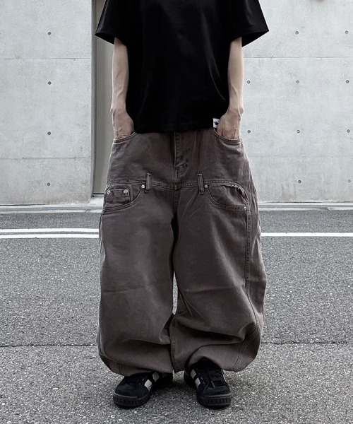 ハイウェスト デニム ルーズ チノパンツ セール】Loose Denim Pigment PT/ルーズデニムピグメントパンツ