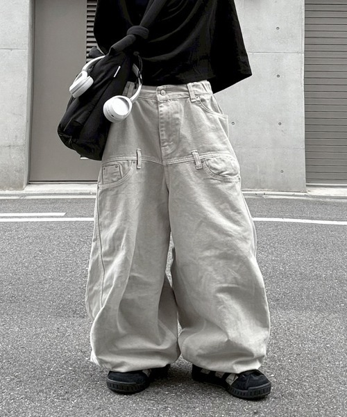 YACA(ヤーカ)の「Loose Denim Pigment PT/ルーズデニムピグメントパンツ【unisex item】(チノパンツ・レディース・チャコールグレー/ブラウン/アイボリー・FREE)」の6枚目の写真