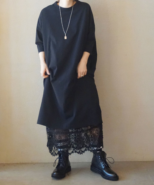 JOURNAL STANDARD LUXE(ジャーナルスタンダード ラックス)の「《追加》クラシックテンジク スタンダードクルーネックワンピース(ワンピース・レディース・ブラック・MEDIUM/SMALL)」の4枚目の写真