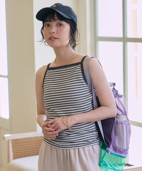 FREAK'S STORE(フリークスストア)の「【Beach & Festival】カップ付き ボーダーキャミソール(キャミソール・レディース・レッド/ブラウン/ブラック・MEDIUM/SMALL)」の2枚目の写真