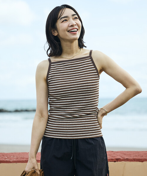 FREAK'S STORE(フリークスストア)の「【Beach & Festival】カップ付き ボーダーキャミソール(キャミソール・レディース・レッド/ブラウン/ブラック・MEDIUM/SMALL)」の10枚目の写真