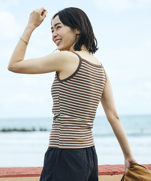 FREAK'S STORE(フリークスストア)の「【Beach & Festival】カップ付き ボーダーキャミソール(キャミソール・レディース・レッド/ブラウン/ブラック・MEDIUM/SMALL)」の12枚目の写真