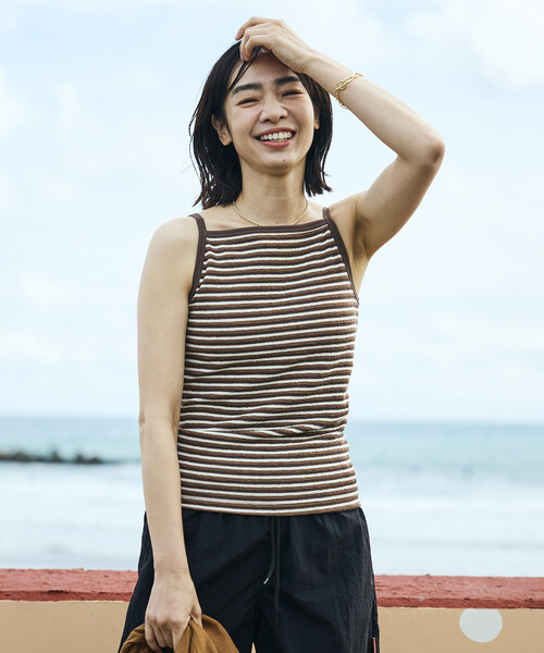 FREAK'S STORE(フリークスストア)の「【Beach & Festival】カップ付き ボーダーキャミソール(キャミソール・レディース・レッド/ブラウン/ブラック・MEDIUM/SMALL)」の15枚目の写真