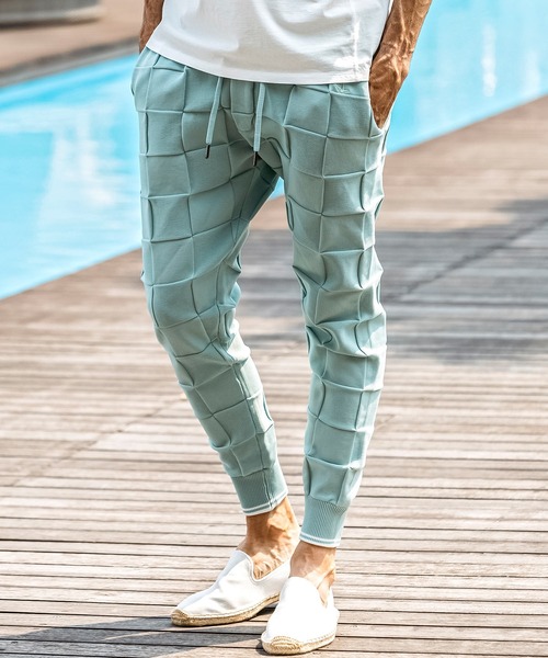 1PIU1UGUALE3 RELAX (ウノピゥウノウグァーレトレ リラックス)の「1PIU1UGUALE3 RELAX(ウノピゥウノウグァーレトレ リラックス)ブロックニット ロングパンツ(その他パンツ・メンズ・ホワイト/サックスブルー/ブラック・XL/L/M/S)」の3枚目の写真