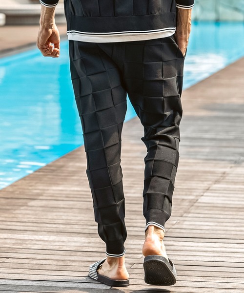 1PIU1UGUALE3 RELAX (ウノピゥウノウグァーレトレ リラックス)の「1PIU1UGUALE3 RELAX(ウノピゥウノウグァーレトレ リラックス)ブロックニット ロングパンツ(その他パンツ・メンズ・ホワイト/サックスブルー/ブラック・XL/L/M/S)」の10枚目の写真